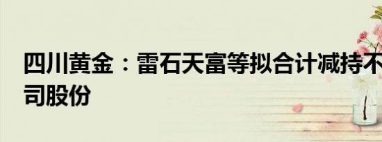 四川黄金：雷石天富等拟合计减持不超3%公司股份