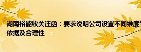 湖南裕能收关注函：要求说明公司设置不同维度考核指标的依据及合理性