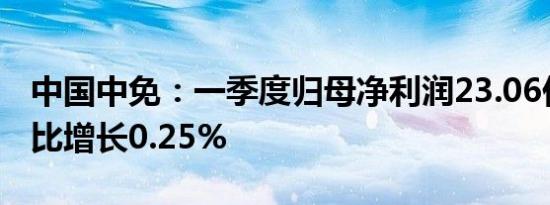 中国中免：一季度归母净利润23.06亿元，同比增长0.25%