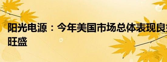 阳光电源：今年美国市场总体表现良好，需求旺盛