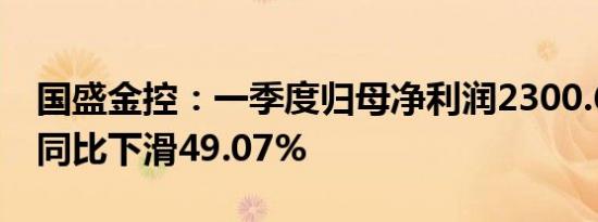 国盛金控：一季度归母净利润2300.67万元，同比下滑49.07%