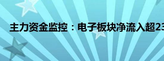 主力资金监控：电子板块净流入超23亿元