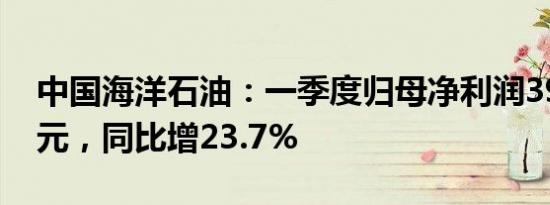 中国海洋石油：一季度归母净利润397.19亿元，同比增23.7%