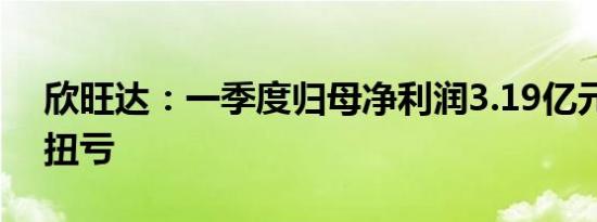 欣旺达：一季度归母净利润3.19亿元，同比扭亏