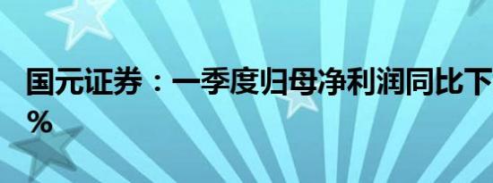 国元证券：一季度归母净利润同比下降10.98%