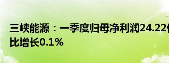 三峡能源：一季度归母净利润24.22亿元，同比增长0.1%