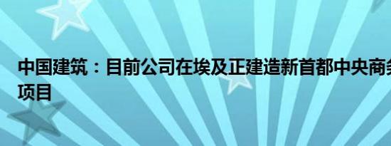 中国建筑：目前公司在埃及正建造新首都中央商务区等重点项目