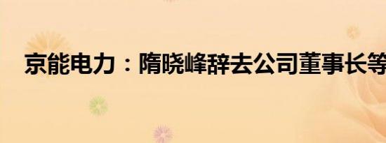 京能电力：隋晓峰辞去公司董事长等职务