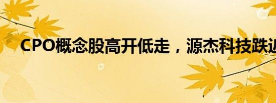 CPO概念股高开低走，源杰科技跌近3%