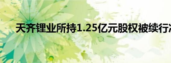 天齐锂业所持1.25亿元股权被续行冻结