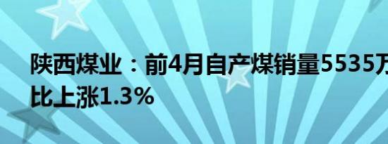 陕西煤业：前4月自产煤销量5535万吨，同比上涨1.3%