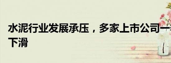 水泥行业发展承压，多家上市公司一季度业绩下滑