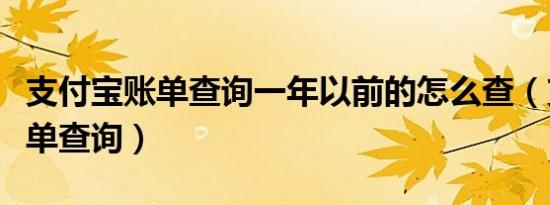 支付宝账单查询一年以前的怎么查（支付宝账单查询）