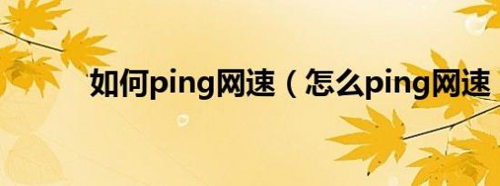 如何ping网速（怎么ping网速）