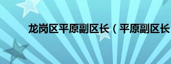 龙岗区平原副区长（平原副区长）