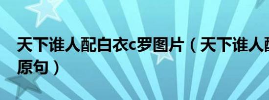 天下谁人配白衣c罗图片（天下谁人配白衣出原句）