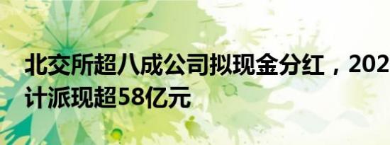 北交所超八成公司拟现金分红，2023年度共计派现超58亿元