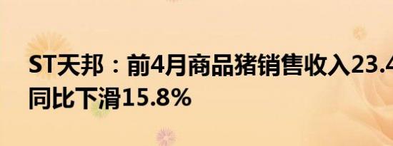 ST天邦：前4月商品猪销售收入23.42亿元，同比下滑15.8%