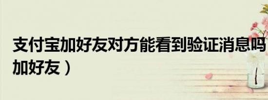 支付宝加好友对方能看到验证消息吗（支付宝加好友）