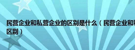 民营企业和私营企业的区别是什么（民营企业和私营企业的区别）