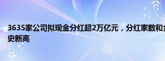 3635家公司拟现金分红超2万亿元，分红家数和金额均创历史新高