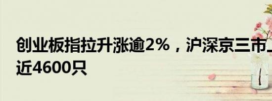 创业板指拉升涨逾2%，沪深京三市上涨个股近4600只