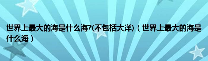 世界上最大的海是什么海?(不包括大洋)（世界上最大的海是什么海）