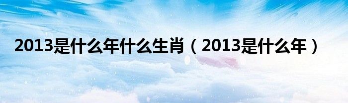 2013是什么年什么生肖（2013是什么年）