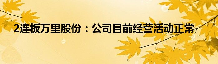 2连板万里股份：公司目前经营活动正常