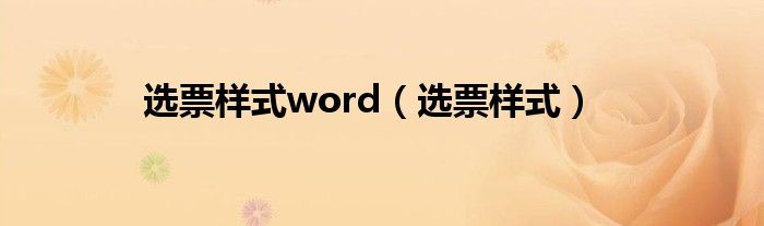 选票样式word（选票样式）