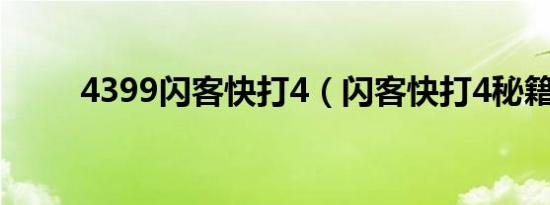 4399闪客快打4（闪客快打4秘籍）