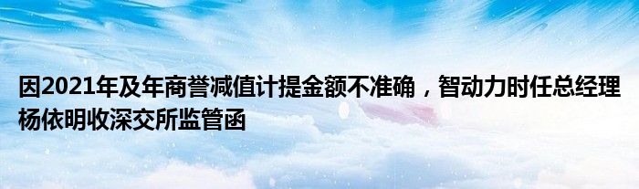 因2021年及年商誉减值计提金额不准确，智动力时任总经理杨依明收深交所监管函