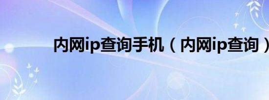 内网ip查询手机（内网ip查询）