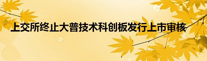 上交所终止大普技术科创板发行上市审核