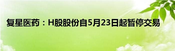 复星医药：H股股份自5月23日起暂停交易