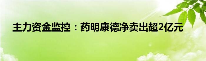 主力资金监控：药明康德净卖出超2亿元