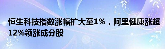 恒生科技指数涨幅扩大至1%，阿里健康涨超12%领涨成分股