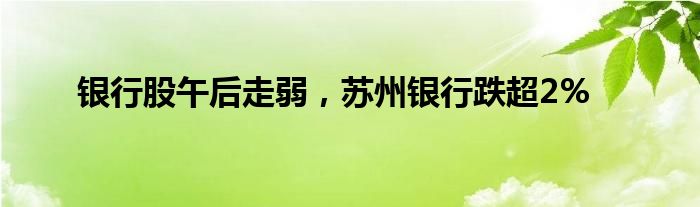 银行股午后走弱，苏州银行跌超2%