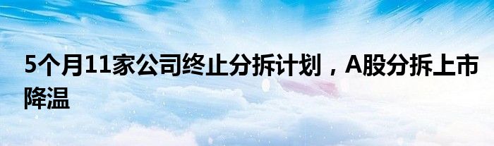 5个月11家公司终止分拆计划，A股分拆上市降温