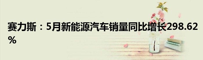 赛力斯：5月新能源汽车销量同比增长298.62%