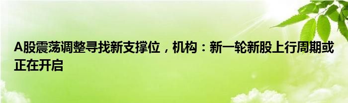 A股震荡调整寻找新支撑位，机构：新一轮新股上行周期或正在开启