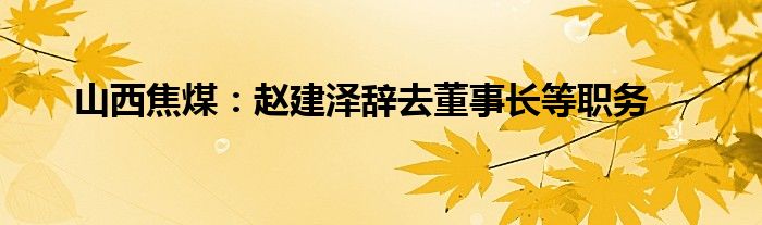 山西焦煤：赵建泽辞去董事长等职务