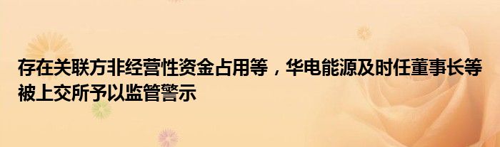 存在关联方非经营性资金占用等，华电能源及时任董事长等被上交所予以监管警示