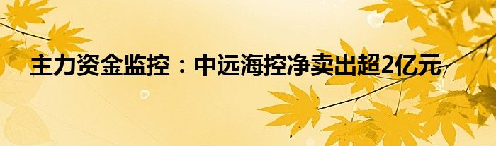 主力资金监控：中远海控净卖出超2亿元