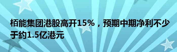 栢能集团港股高开15%，预期中期净利不少于约1.5亿港元