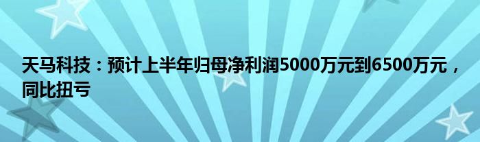 天马科技：预计上半年归母净利润5000万元到6500万元，同比扭亏