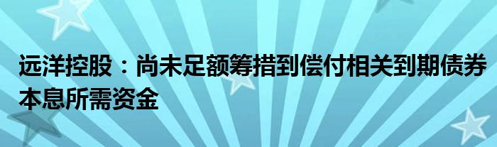 远洋控股：尚未足额筹措到偿付相关到期债券本息所需资金