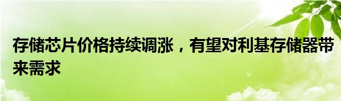 存储芯片价格持续调涨，有望对利基存储器带来需求