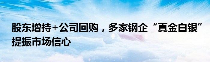 股东增持+公司回购，多家钢企“真金白银”提振市场信心