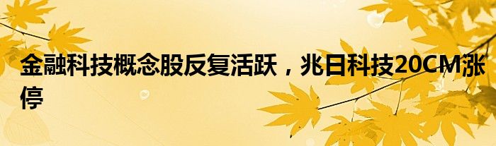 金融科技概念股反复活跃，兆日科技20CM涨停